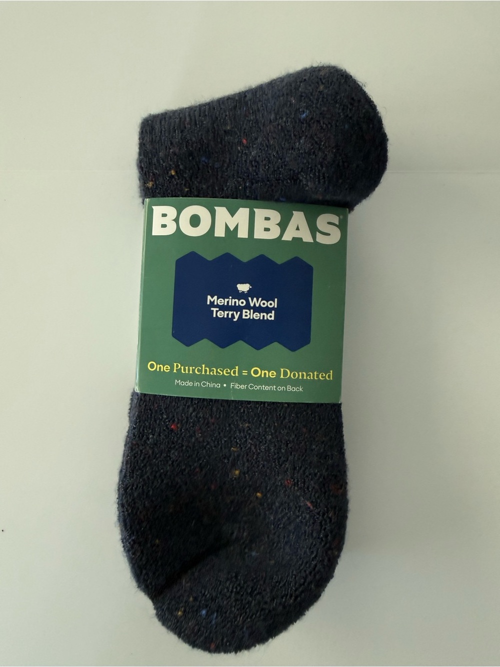 Bombas Merino Wool Terry Blend Men’s Socks - Black Fleck size large